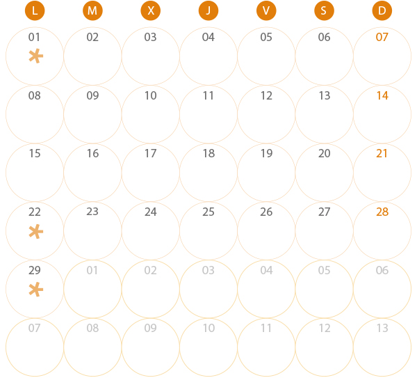 Calendario del Territorio Común. Febrero