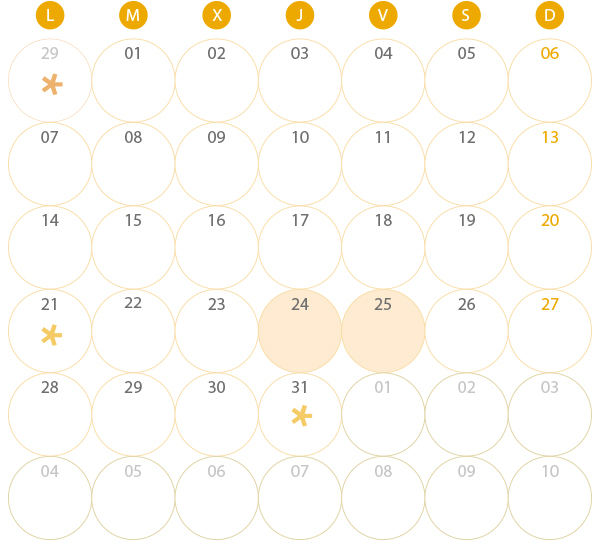 Calendario del Territorio Común. Marzo