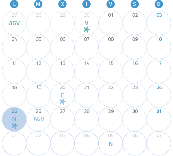 Calendario del Territorio Común. julio