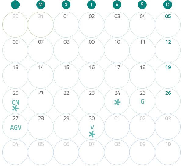 Calendario del Territorio Común. Junio